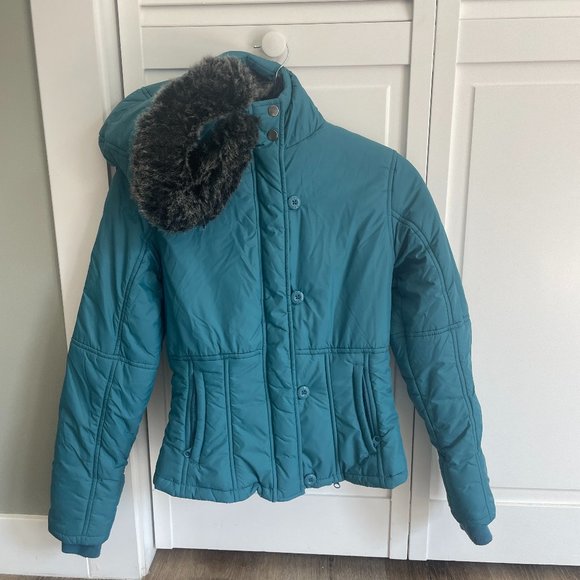 Triple Five Soul- Essentials Puffer Jacket in Turquoise - Size Small - Picture 1 of 8
